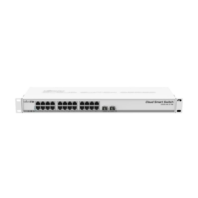 दो SFP+ पोर्ट डेटाकॉम स्विच, SwOS संचालित 24 पोर्ट गिगाबिट ईथरनेट स्विच