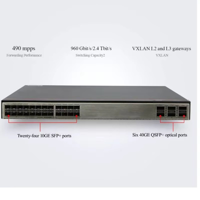 HUAWEI फिक्स्ड स्विच S6730-S24X6Q 24 10GE SFP+ पोर्ट, 6 40GE QSFP पोर्ट 10 गीगाबिट 1U स्टॉक AC 600w: अधिकतम 8A DC